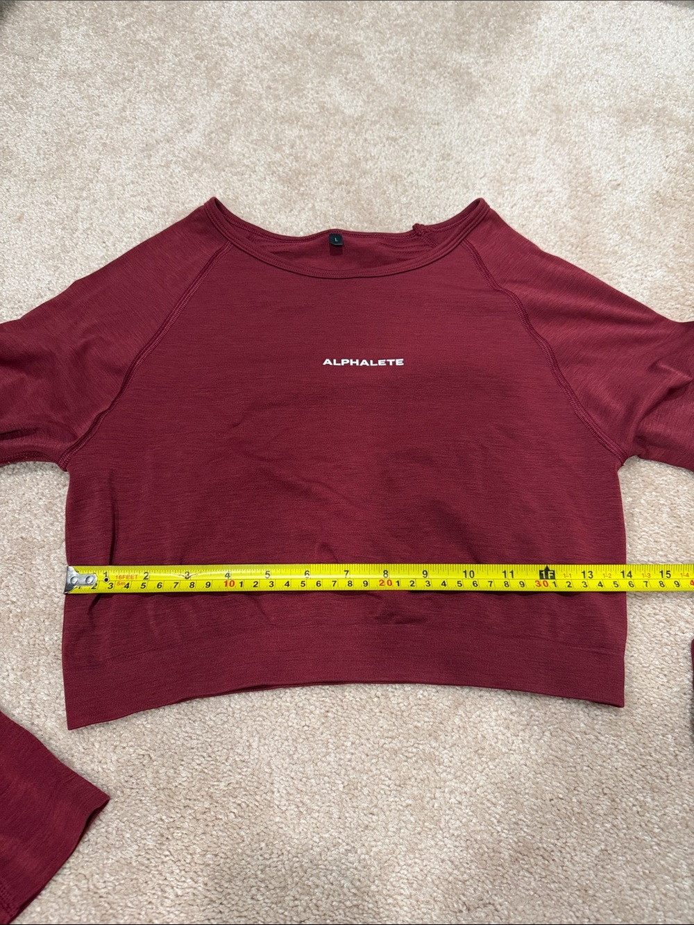 Alphalete Burgundy Short Cropped long sleeve top